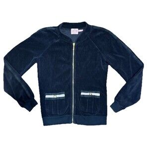 Y2K Juicy Couture Terry Cloth Zip Track Jacket Cardigan Medium Made in USA Paris